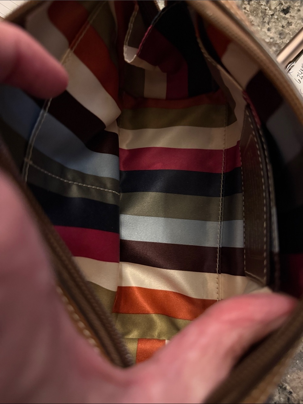 Coach anniversary striped denim blue and Ivory Signature Canvas Zip Pouch 40756 - Picture 15 of 16